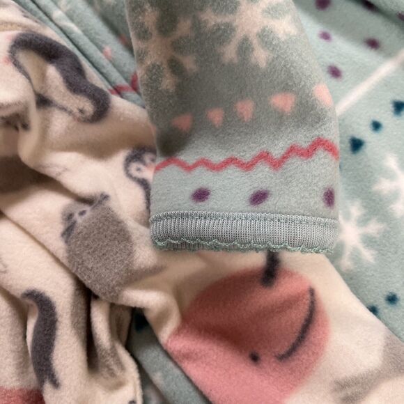 Carters Fleece Sleepers Footed 12 Months Set of 2 Cream Penguins Mint Green - Picture 7 of 8